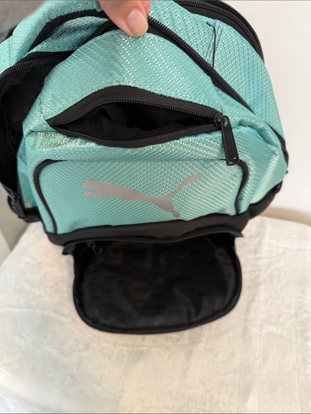 Puma Teal and Black Backpack with White Logo - Picture 5 of 10